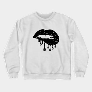 Retro Black Lip, Graphics Lips Crewneck Sweatshirt